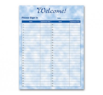 Patient Sign-In Sheet, Bright Skies Design 